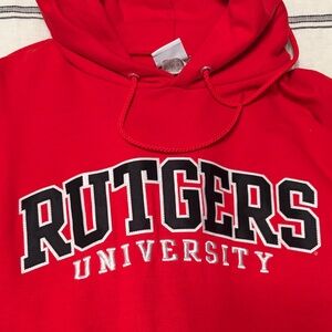 Champion Red Men's Hoodie with Bold Black & White College Lettering